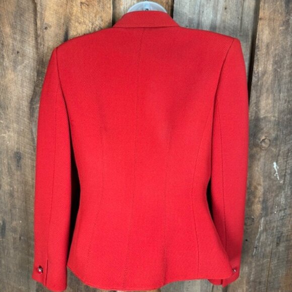 Emanuel Ungaro Red Wool/Silk Double Fitted Blazer - Size 4 - Picture 3 of 13